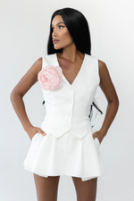 Костюмные юбка-шорты из крепа, белый