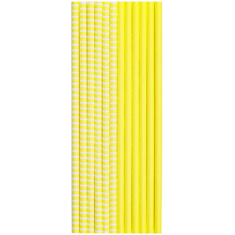Трубочки для коктейлей бумажные в желтом цвете, пастель, 12 шт