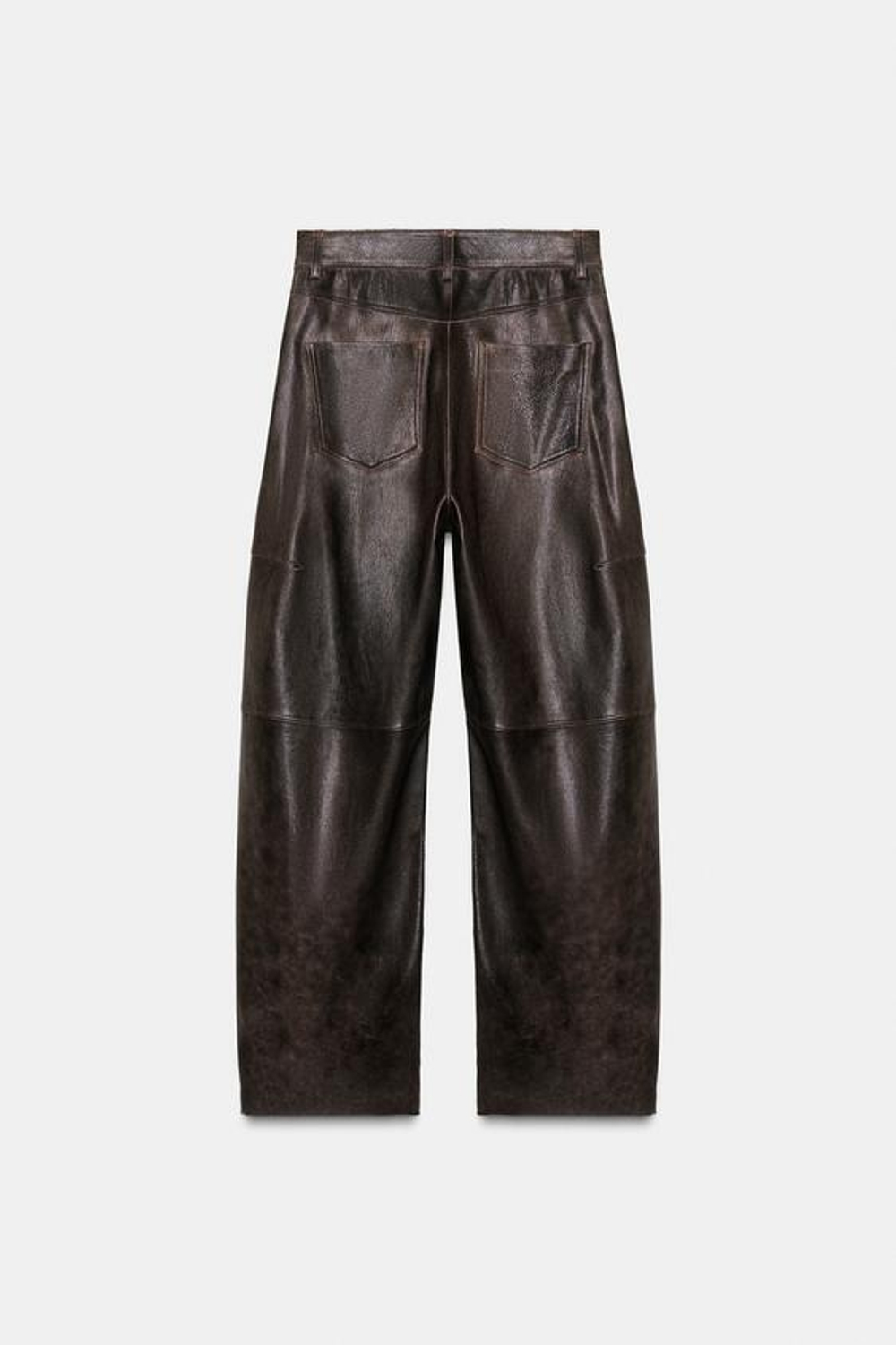 ZARA КОЖАНЫЕ БРЮКИ — ZW COLLECTION LIMITED EDITION, КОРИЧНЕВЫЙ