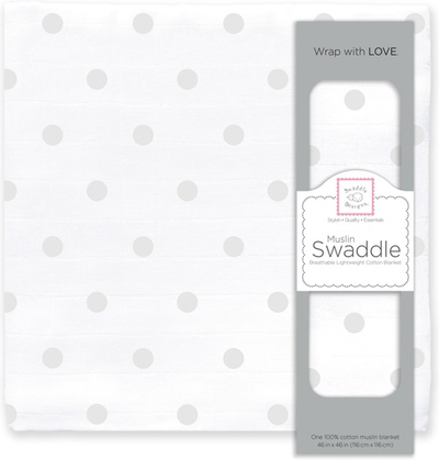 SwaddleDesigns SDM-173ST Пеленка муслиновая French Dots, Sterling