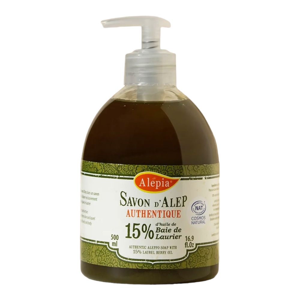 Традиционное жидкое алеппское мыло с маслом лавра 15%, 500 мл (Alepia)
