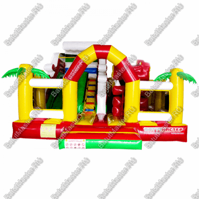 Коммерческий батут "Белый клык" с механизированной головой, цвет красно-желтый, 6*5*4 м