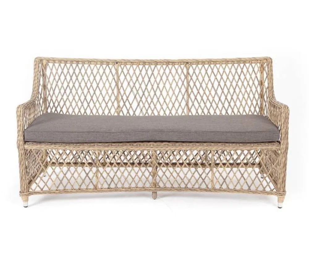 "Латте" диван двухместный из искусственного ротанга, цвет соломенный