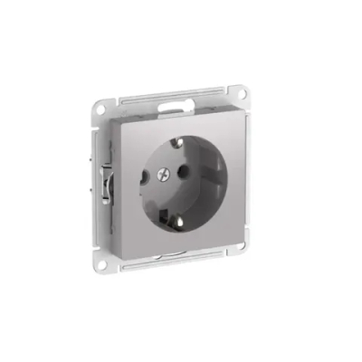 Atlas Design розетка с заземлением без шторок, 16А, мех., быстрозажим. клем., алюминий