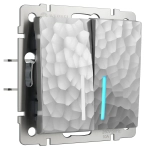 Выключатель двухклавишный с подсветкой (серебряный) W1220106