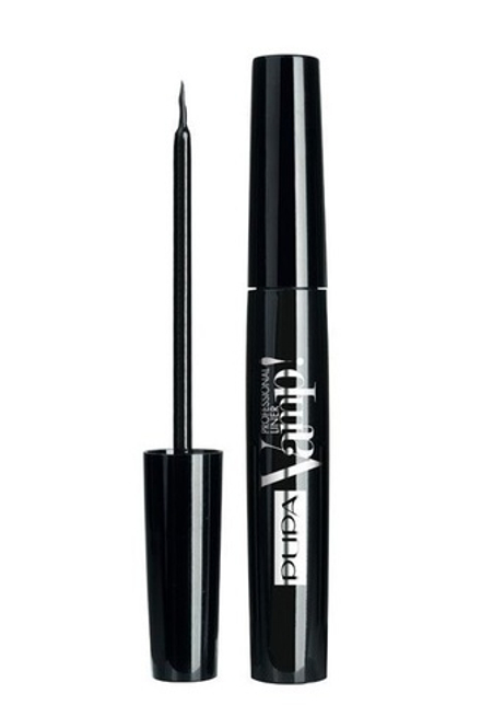 Pupa Подводка для глаз с ультратонкой кистью Vamp! Professional Liner, Водостойкая, тон №100, Черный, 4,5 мл