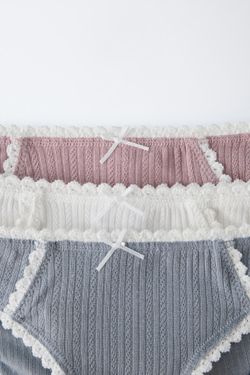 ZARA НАБОР ИЗ ТРЕХ ТРУСОВ С КРУЖЕВОМ, РАЗНОЦВЕТНЫЙ