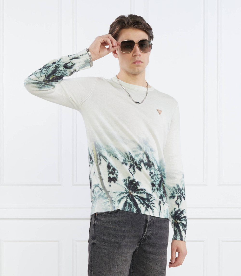 Свитер TYSON LS CN ALLOVER GUESS - зеленый(M3GR09 Z3640)