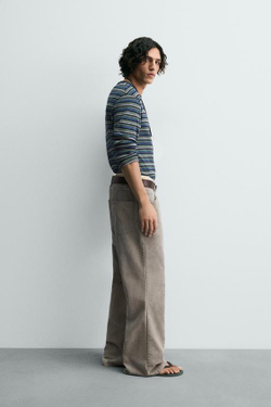 ZARA РАСКЛЕШЕННЫЕ БРЮКИ ИЗ ВЕЛЬВЕТА - LIMITED EDITION, СВЕТЛО-СЕРЫЙ