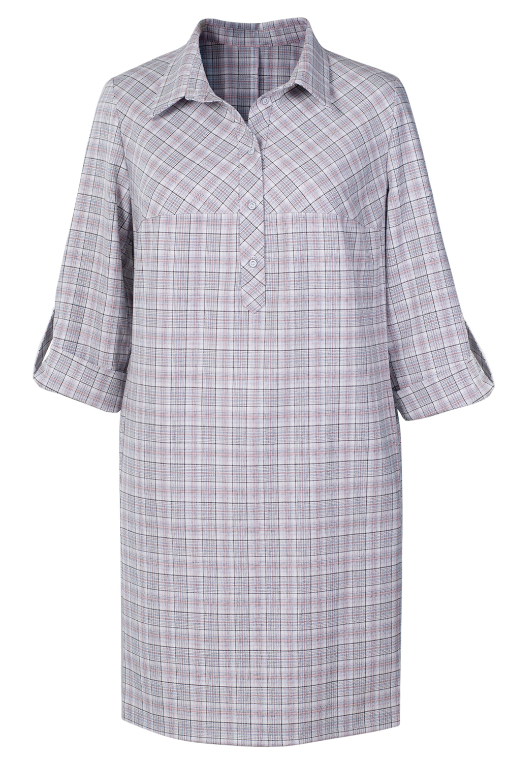 Платье-рубашка 1976ЛПБ, клетка белая #406БКл241976ЛПБ