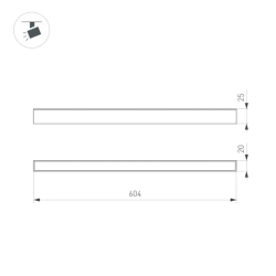 Светильник MAG-FLAT-25-L600-18W Warm3000 (BK, 100 deg, 24V, DALI) (Arlight, IP20 Металл, 5 лет) 046335