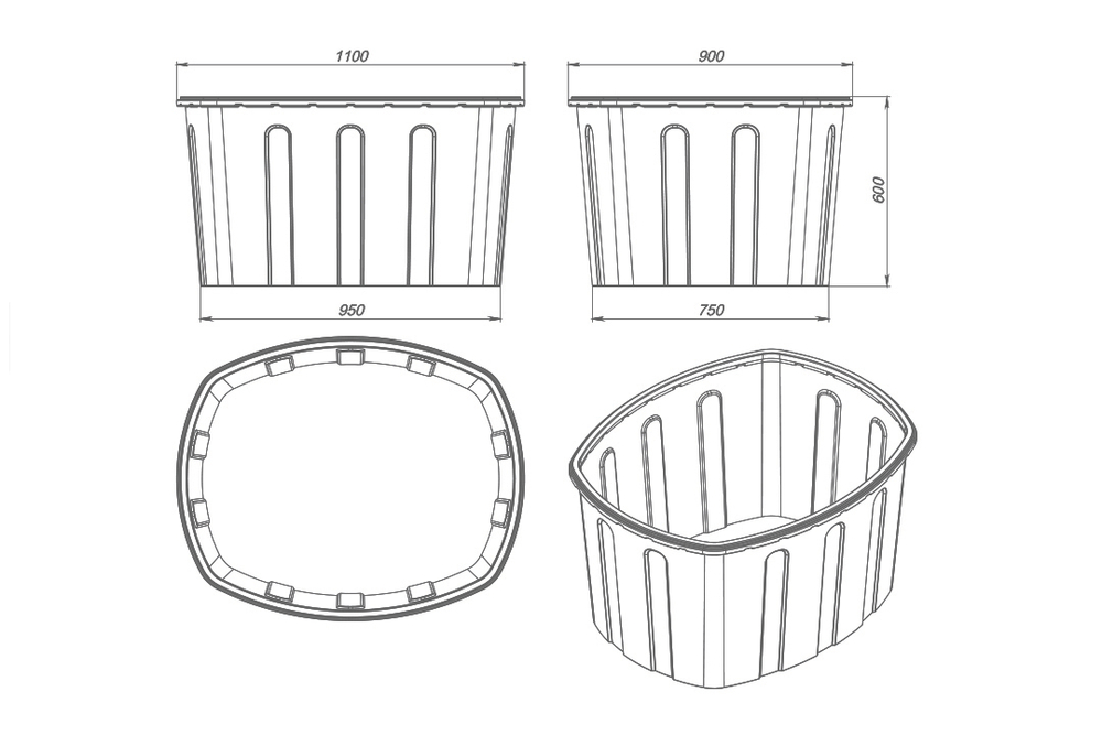 Ванна ЭкоПром 400 л.(110x90x60см;синий) - арт.555650