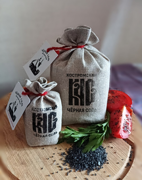 Соль чёрная в мешочке лён, 100 г