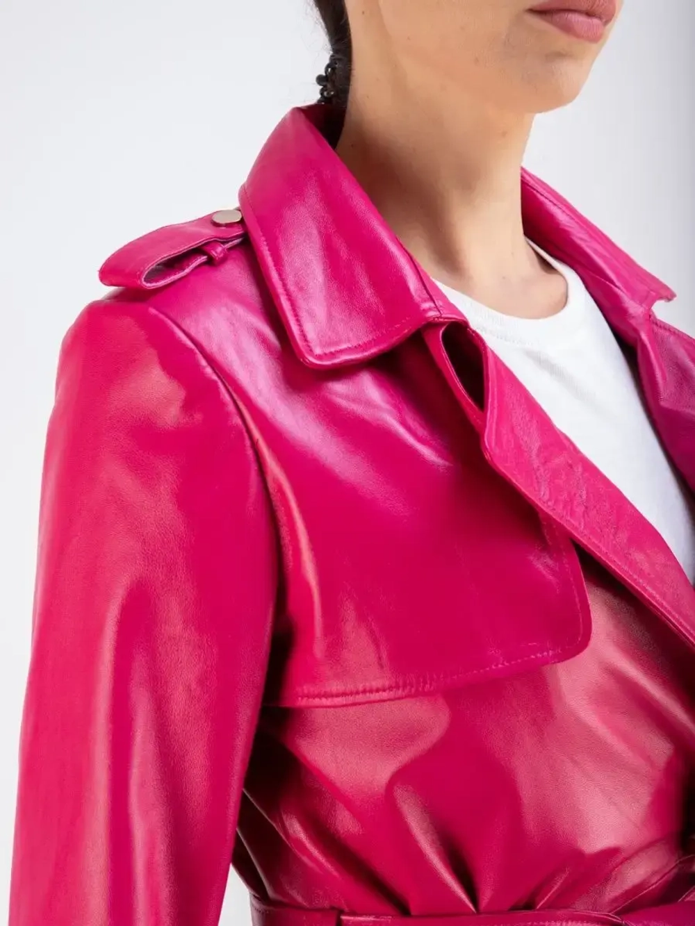 Плащ женский тренчкот длинный кожаный натуральный Турция