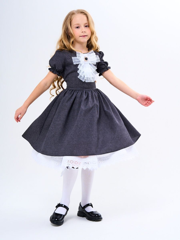 Школьное платье для девочки с кружевом