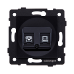 Розетка двойная RJ11 + RJ45 Cat.6, черный Kollinger REA-011BK для Aspekt, Eleganz, Reflex