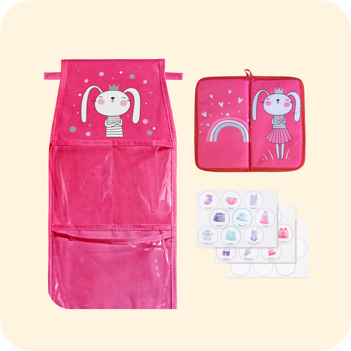 Набор для детского сада: кармашек, коврик, наклейки. Зайка