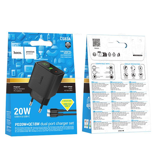 Зарядное устройство для Type-C PD20W+QC3.0 Hoco CS83A (black)