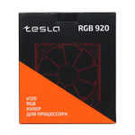 Кулер для CPU TESLA 920RGB, 1х120мм, 1600rpm, 3-pin, Al+Cu, серебристый-черный-белый/FRGB, 47CFM, 23дБ, 2-PIPE(прямой контакт), TDP 135Вт, INTEL 1700/1200/115x/775/1366, AMD AM5/AM4/AM3(+)/AM2(+)/FM2(+)/FM1/754/940/939 (TSL-920-RGB)