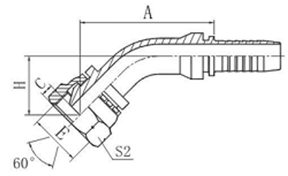 Фитинг для рвд DN 12 BSP (Г) 3/4 (45)