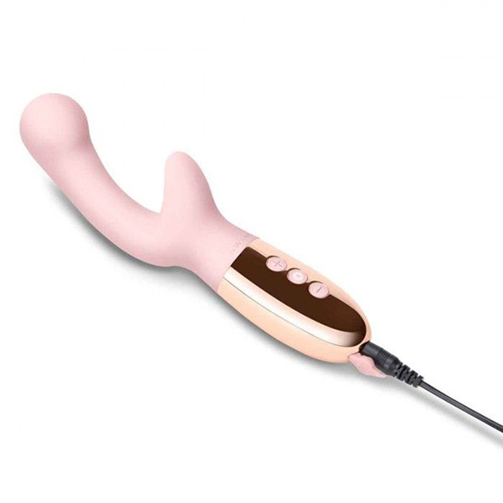 Розовый вибромассажер 19см с двумя моторами Le Wand XO Pink LW-039-RG