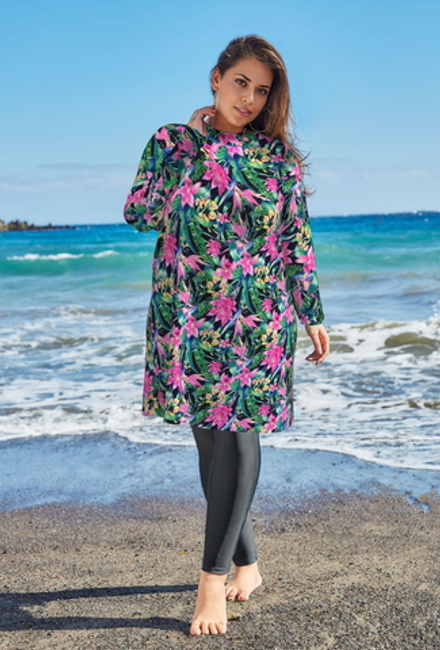 Купальный костюм 17260-17258 тропические цветы