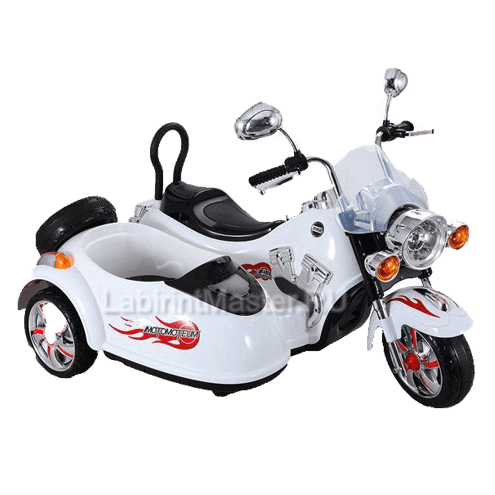 Детский электромотоцикл "SX-138" с люлькой, белый