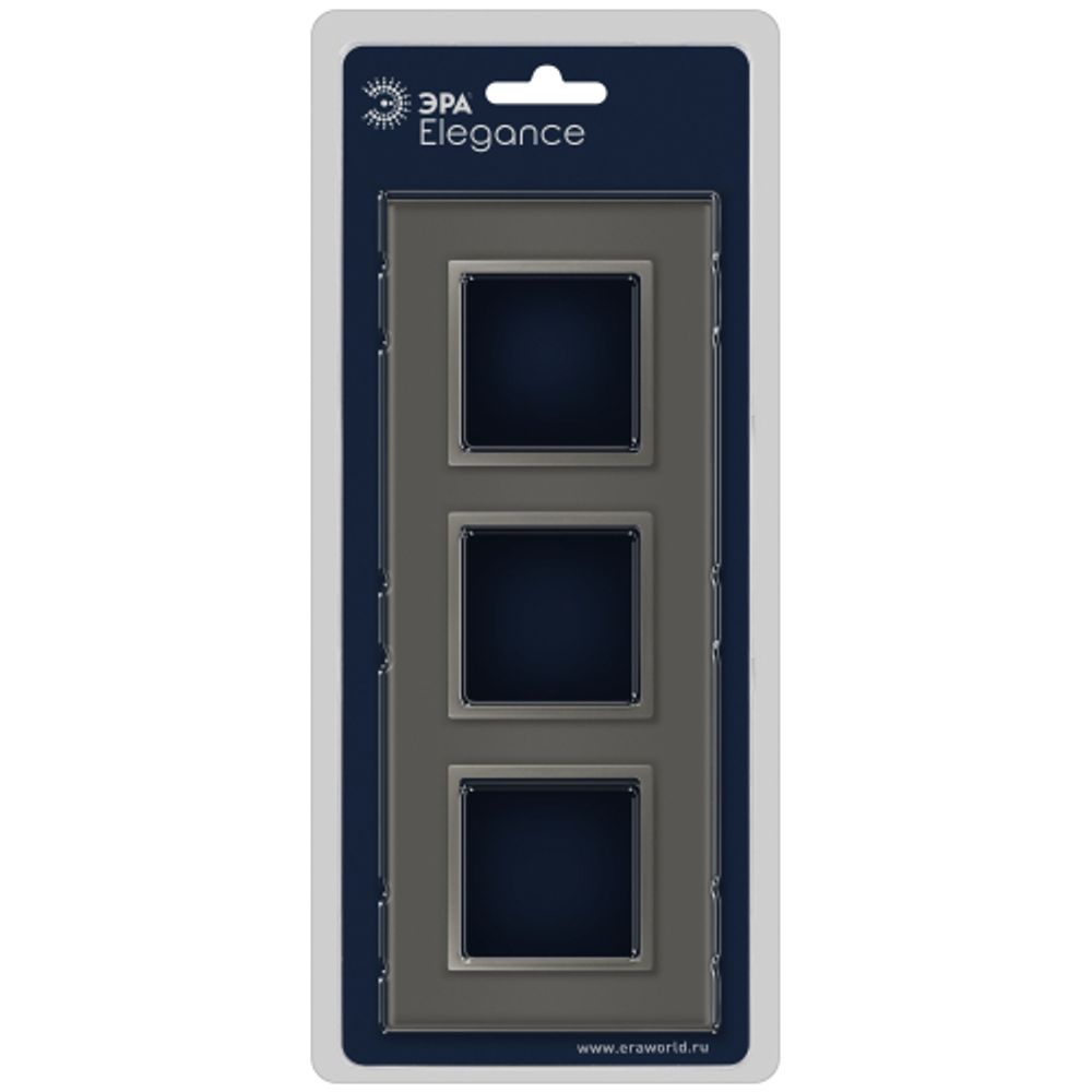 Рамка для розеток и выключателей ЭРА Elegance 14-5103-16 на 3 поста, стекло, титан