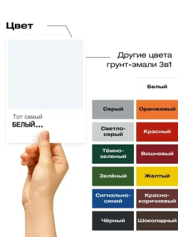 Грунт эмаль по ржавчине 3 в 1, Краска по ржавчине для металла, по дереву, глянцевая, Белая / 0,9 кг