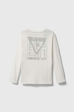 Футболка с длинным рукавом GUESS Экрю/Спинка: термопринт: прямоугольник с переливающимся логотипом (Мальчик)
