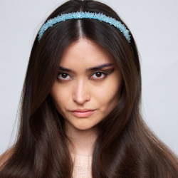 Ободок цвета морской волны с декором хрусталь