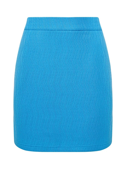 Юбка из фактурного трикотажа мини ярко голубая
