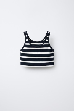 ZARA КОМПЛЕКТ ИЗ ФУТБОЛКИ И ШОРТОВ-БЕРМУДОВ В РУБЧИК HEAVY, БЕЛЫЙ/МОРСКОЙ СИНИЙ