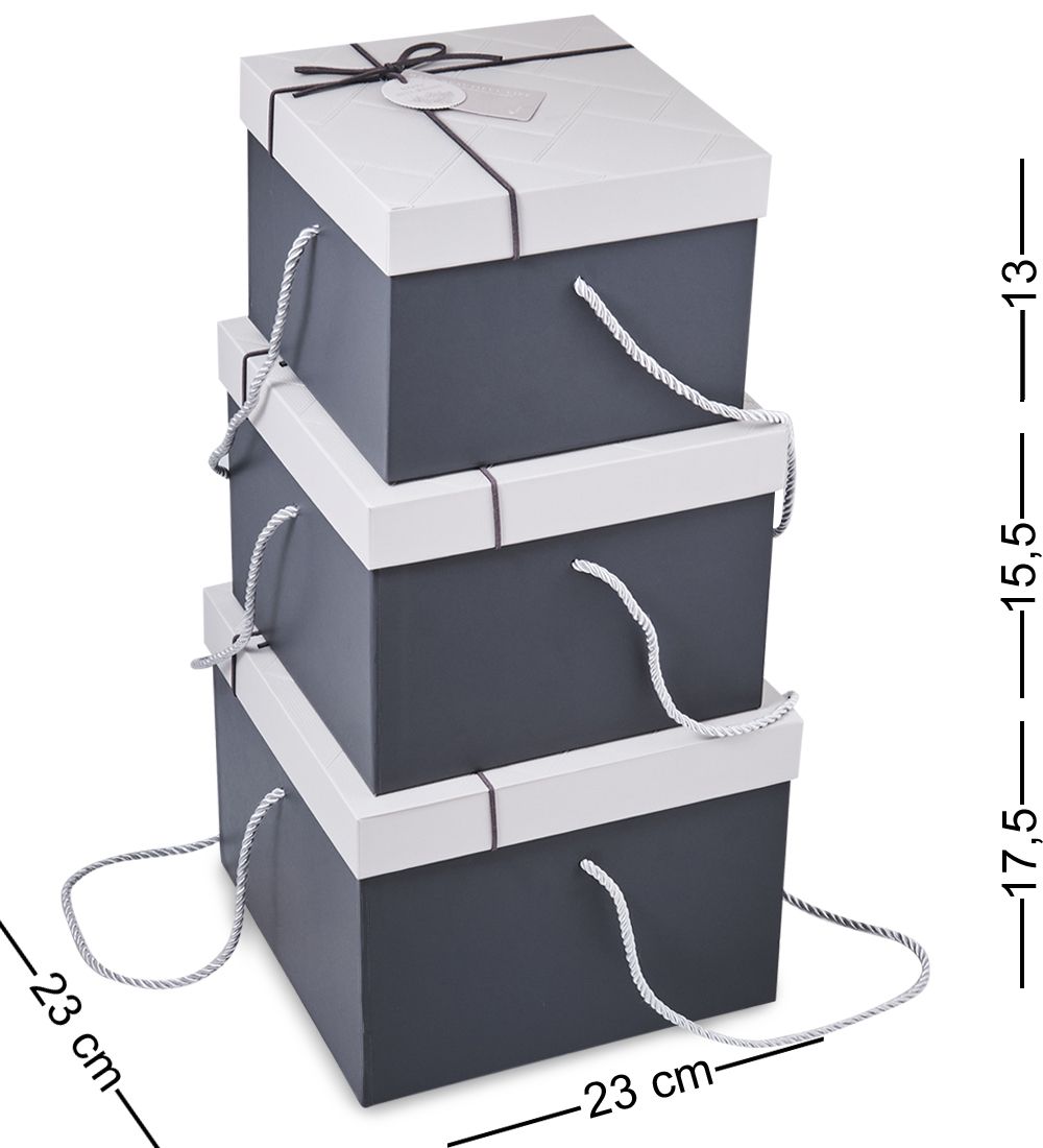 WF-196-A Набор коробок из 3 шт, серый/графитовый