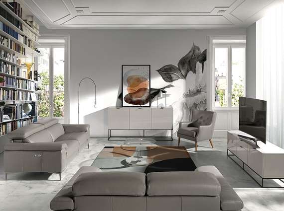 Двухместный диван с реклайнером Angel Cerda 5320-2P, серая кожа