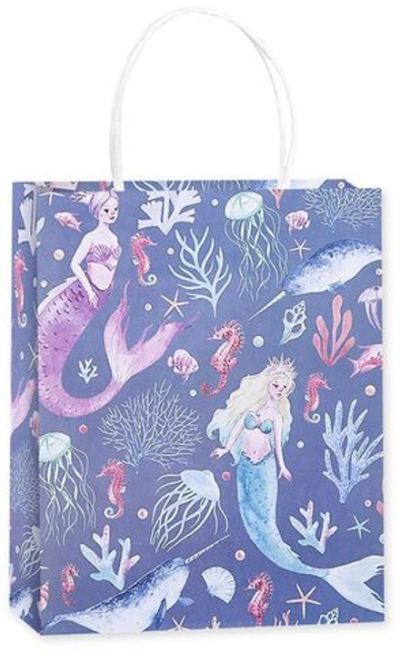 Пакет подарочный, Морские русалочки, Синий, 25*21*10 см, 1 шт.