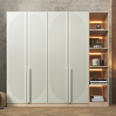 Шкаф Агератум МДФ четырехсекционный с стеллажом Лайн керамика (0,27) А10032 матовая - Дуб Сонома 3025  240*60*240