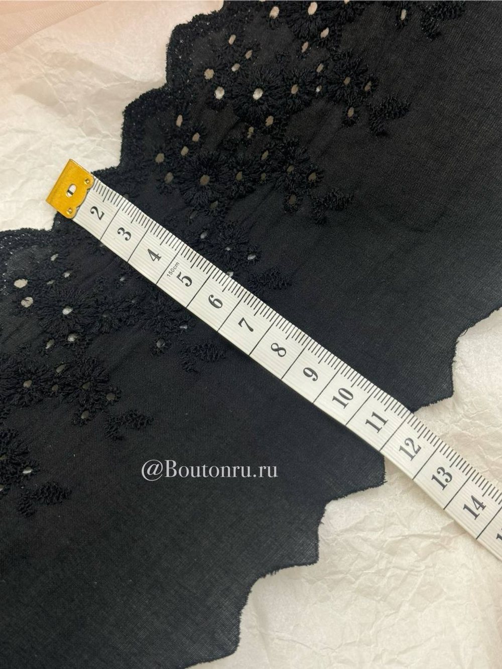 Кружево черное шитье хлопок цветы 120 мм