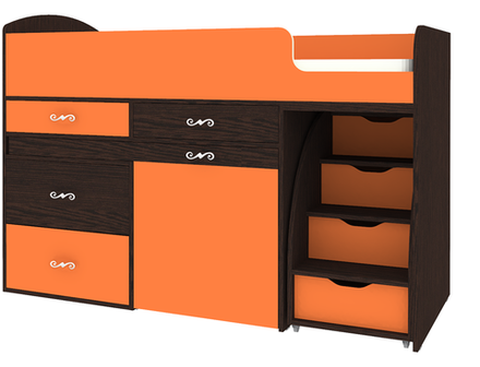 Кровать-чердак КарИВи Малыш 6 Венге Оранжевый