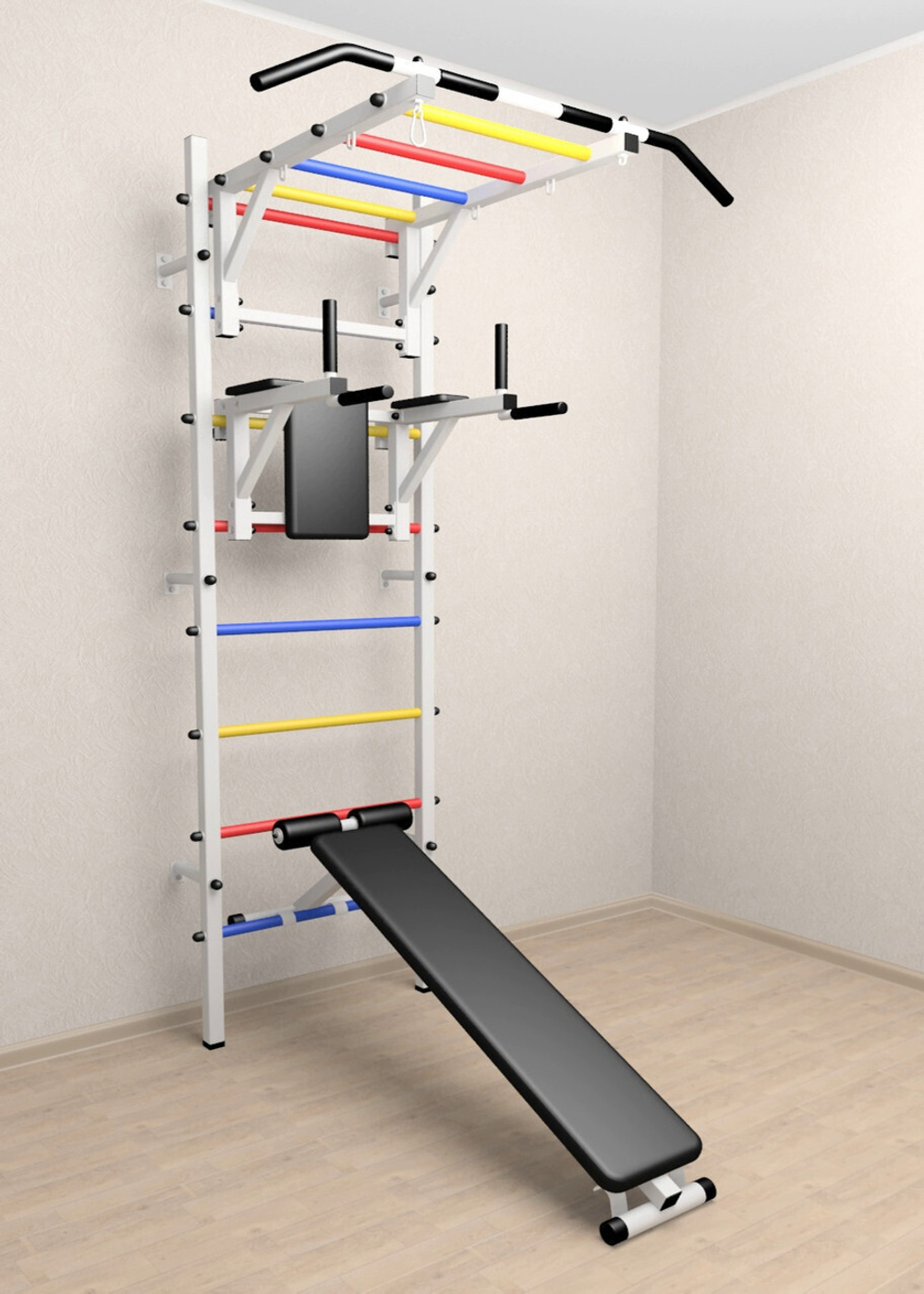 Шведская стенка Sv Sport усиленная 624 (Турник рукоход/Брусья/Скамья)