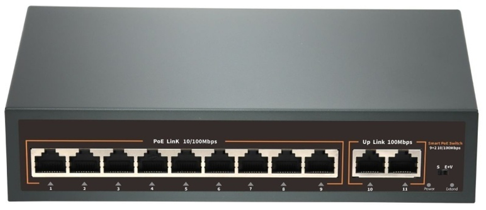 POE-92E коммутатор PoE 9+2 портов, металлический корпус