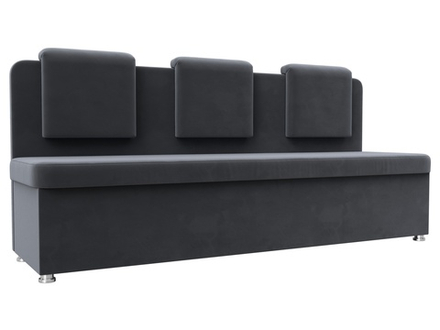 Диван кухонный прямой Маккон 3-х местный, Серый, Велюр, 126099