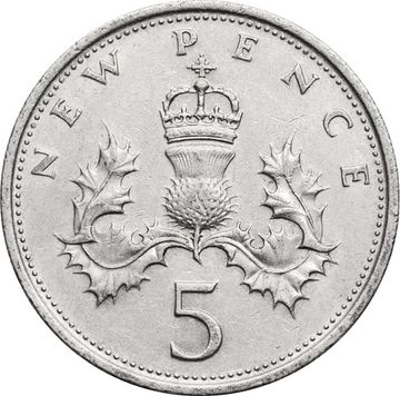 5 новых пенсов 1970 Великобритания