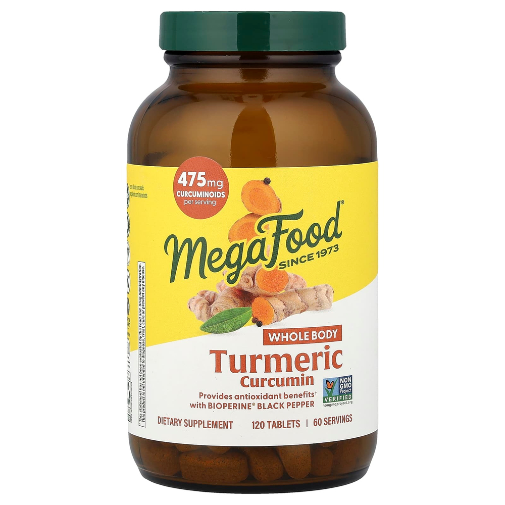 MegaFood, куркумин из куркумы, для всего организма, 120 таблеток