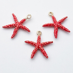 Подвеска Морская звезда, цвет золото+красный, размер 17*14 мм, цена за 1 шт