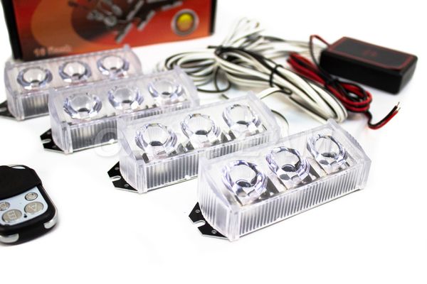 Светодиодные LED стробоскопы 4*3 синий/красный (106)