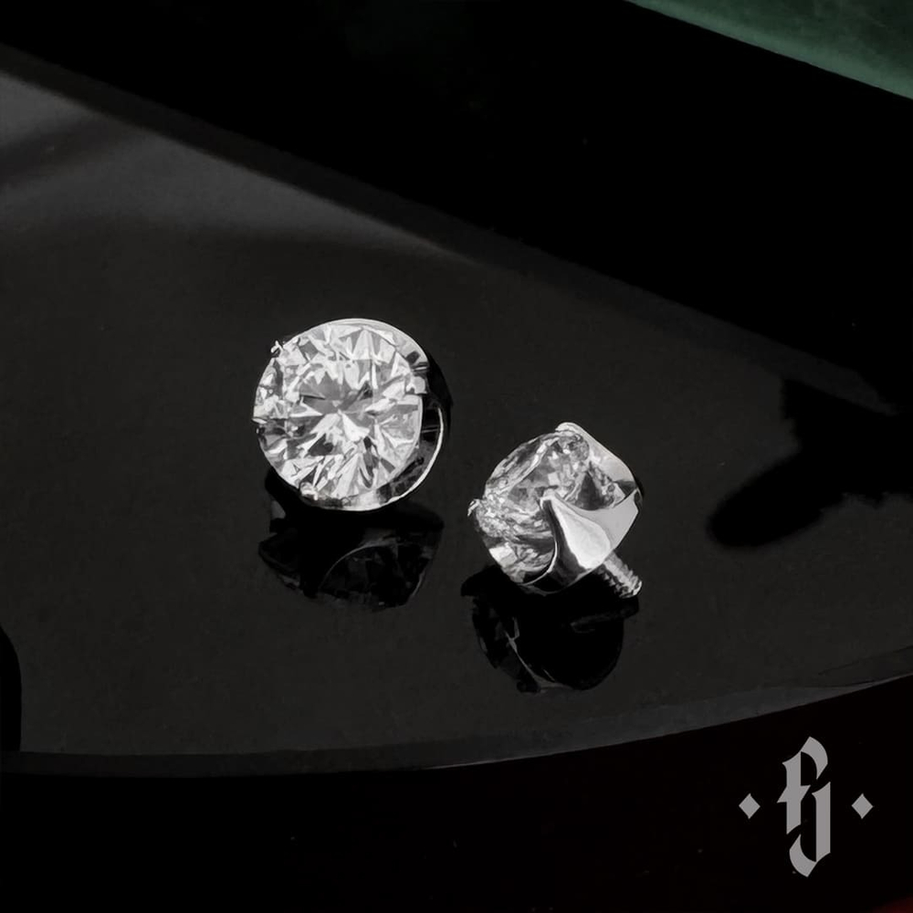 Накрутка "Cubic Flat" - Белое золото - White CZ