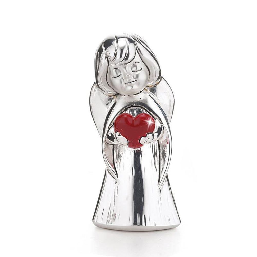 Серебряная фигурка Ангел с красным сердцем