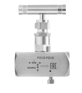 Одновентильный игольчатый клапан SS-2V4, 600 бар, Tmax=240°С, нержавеющая сталь, Росма
