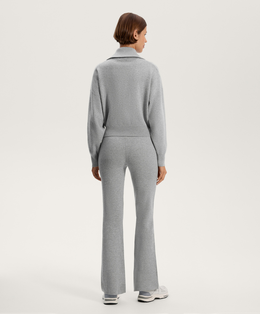 Oysho Трикотажная куртка с высоким воротом и карманами, серый